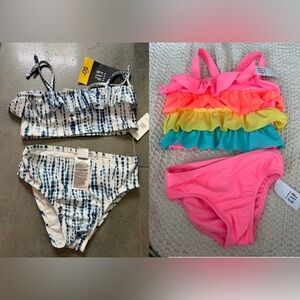 Gap 2y New Girls Swim Suit Bundle, Neon Pink Blue